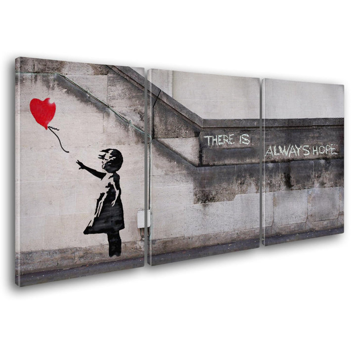Giallobus - Grosse Gemälde im XXL-Format - Banksy - Street Art - Kleines Mädchen mit rotem Luftballo