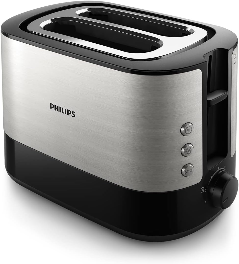 Philips Toaster – 2 Toastschlitze, 7 Stufen, Brötchenaufsatz, Auftaufunktion, Abschaltautomatik, Lif