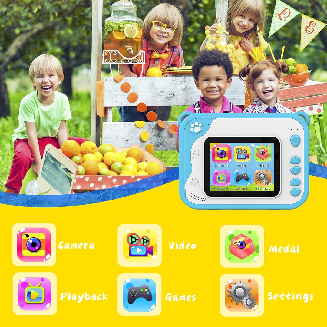 Ushining DigitalKamera Sofortbildkamera Kinder, 2,4 Zoll Bildschirm KinderKamera Videokamera Schwarz