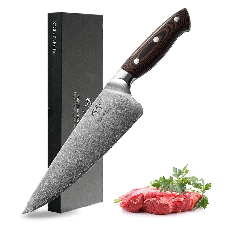 NANFANG BROTHERS Damastkochmesser, 20,3 cm, Profiqualität, Damastmesser Kochmesser 20cm, Damastmesse
