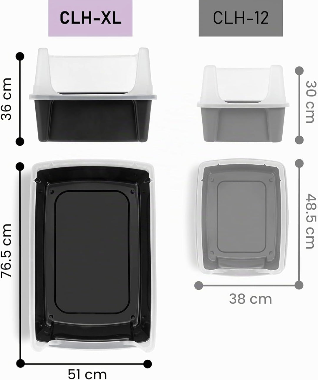 Iris Ohyama, XXL Katzenklo, Katzentoilette Hoher Rand, Schwarz, Grosses Katzenklo, Abnehmbare Ränder
