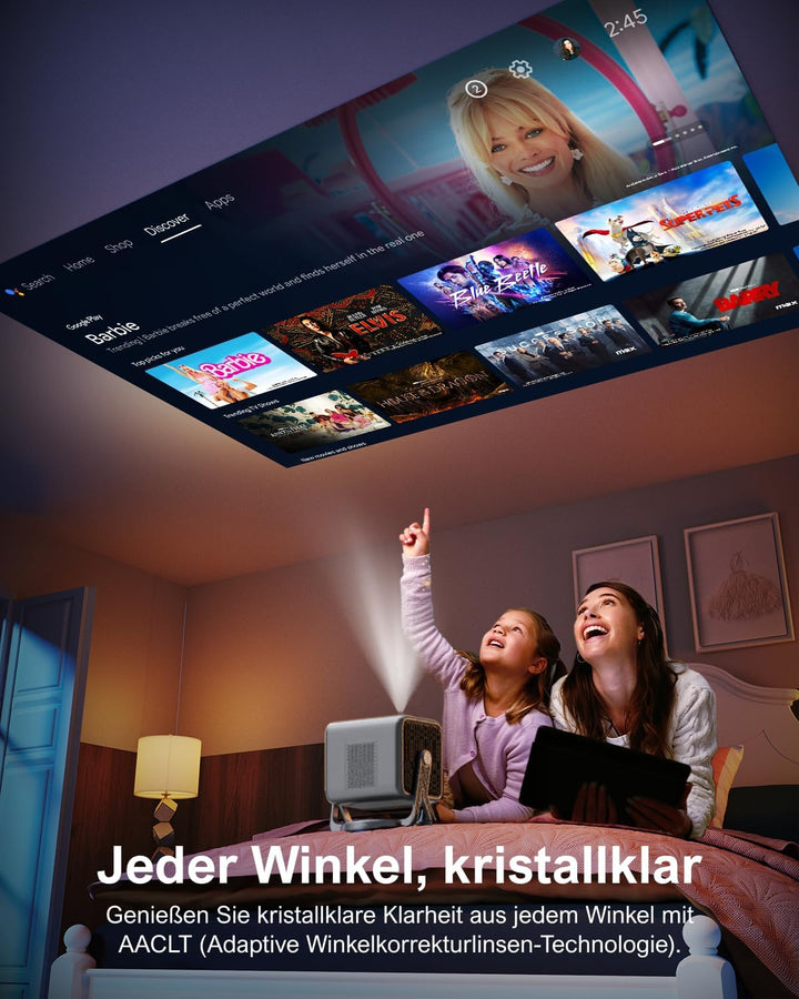ULTIMEA Beamer 4K Unterstützung Android TV 11.0 mit Netflix, tragbarer Outdoor Beamer mit 90° Gimbal