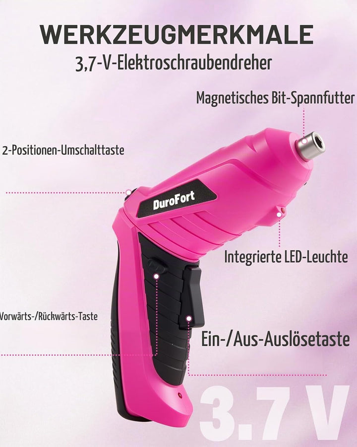 Durofort 3,7V Mini Cordless Akkuschrauber,3Nm kleiner akkuschrauber,Satz mit 48 Schraubendreherbits