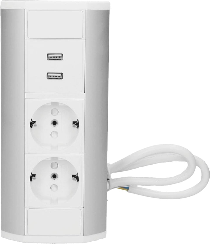 ORNO OR-GM-9003/W-G(GS) Ecksteckdose 2 Fach mit Kindersicherung + 2X USB Ladegerät 45° Aufbau-Montag