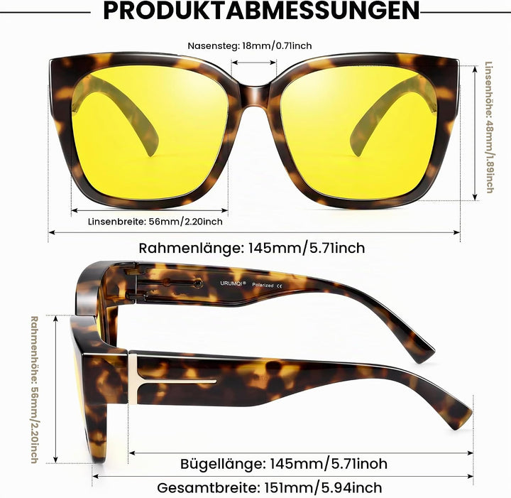 URUMQI Nachtsichtbrille für Autofahrer, Nachtfahrbrille Nachtbrille zum Autofahren Damen Herren, Aut