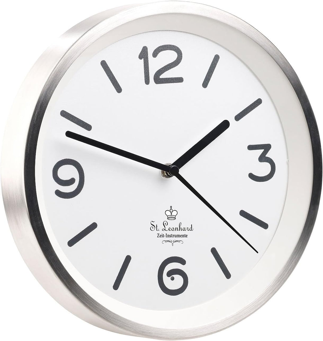 St. Leonhard Beleuchtete Funkwanduhr: Edelstahl-Funk-Wanduhr mit Zifferblatt-Beleuchtung &amp; Lichtsens