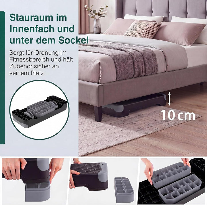 GYMAX Steppbrett, 4 Stufen Höhenverstellbar 10/14/15/19,5 cm | 3-in-1 Aerobic Stepbrett mit Balance