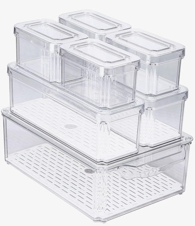 Kühlschrank Organizer 7er Set Stapelbare Aufbewahrungsbox küchen organizer Speisekammer Vorratsschra