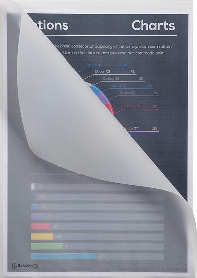 Exacompta 50850E 50er Pack Papier-Aktenhüllen mit runder Ecke DIN A4 rechts mit Einkerbung zum einfa