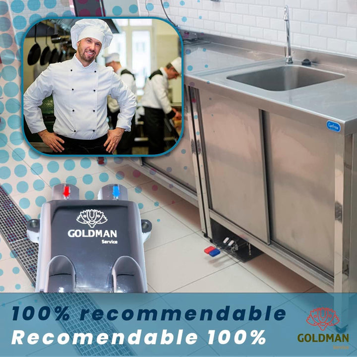 GOLDMAN SERVICE Pedal-Wasserhahn-Set, Doppelmischer, für industrielle Spülen, Gastronomie, hoher ver