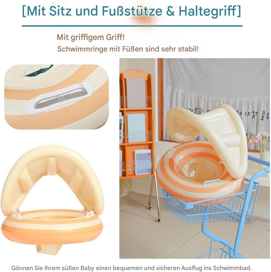 Baby Pool Float, Toddler Swim Seat, 57x49cm/22.44x19.29 Inches Adjustable Floating Trainer, Sunshade