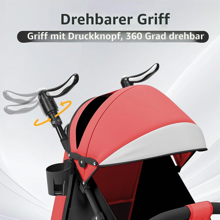 MUL-BOUTIQUE Kinderwagen ab 0-4 Jahre, 0-28 kg,reisebuggy mit liegefunktion，federleichter, kompakter
