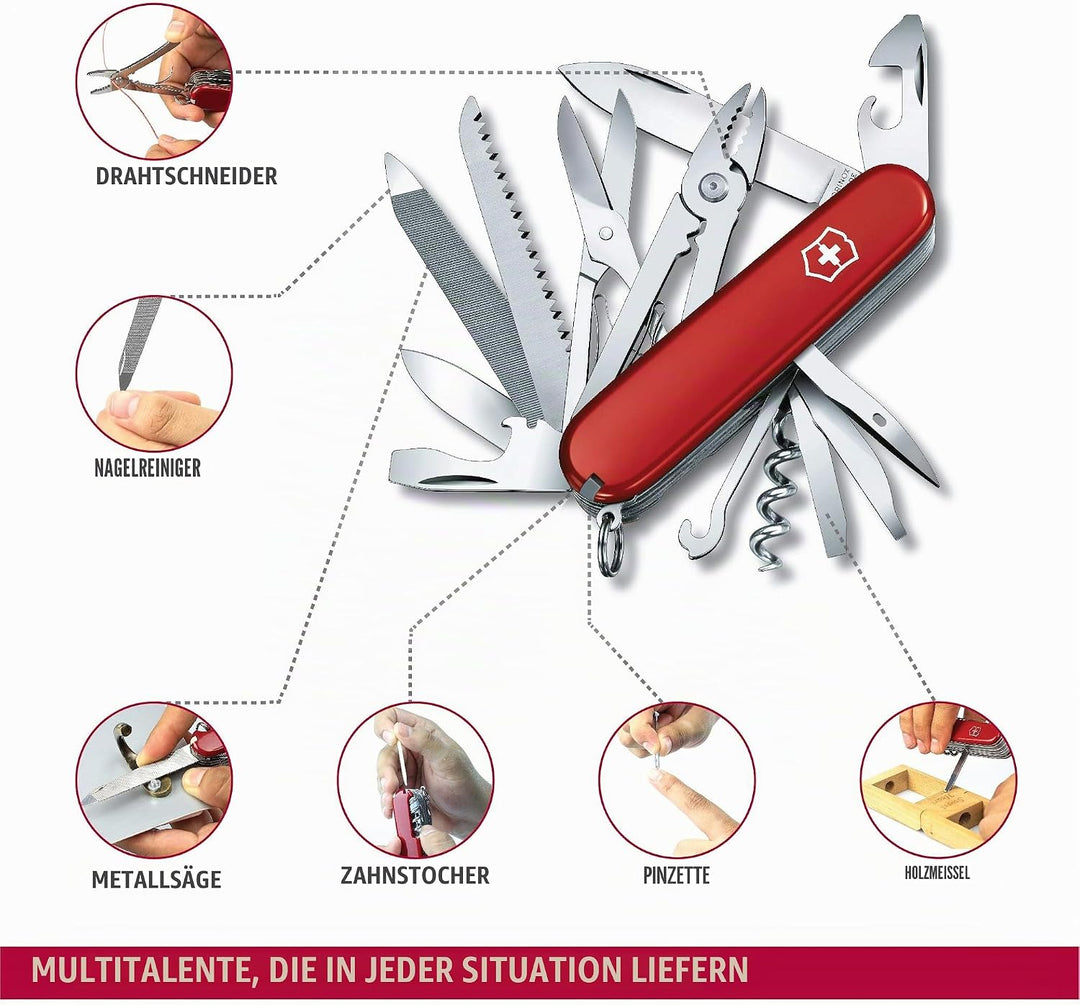 Victorinox Taschenmesser Handyman (24 Funktionen, Kombizange, Holzmeissel, Metallsäge) rot &amp; Dual-Me