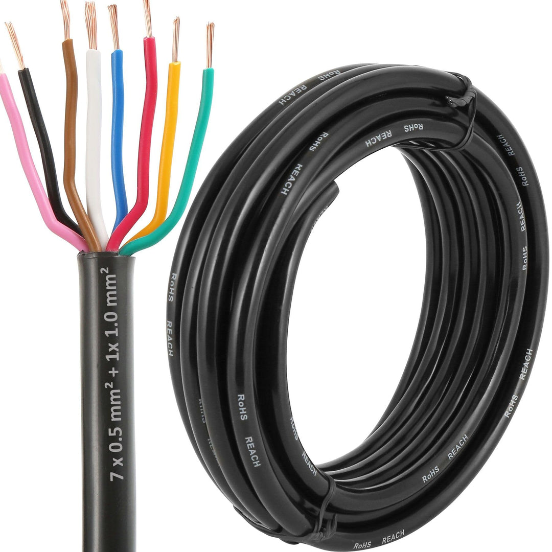 7×0.5mm²+1×1.mm² Elektrischer Draht Kabel 8 adrig 5M Kupferkabel Fahrzeugkabel 8 polig Verlängerungs
