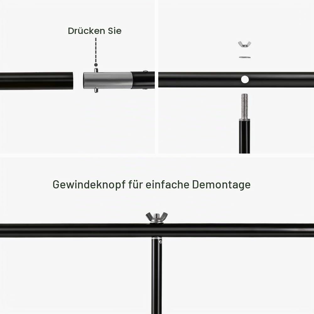 Hintergrundständer T Form 2 x 2,6 m Verstellbarer Hintergrundständer mit DREI Abschnitte Querstange