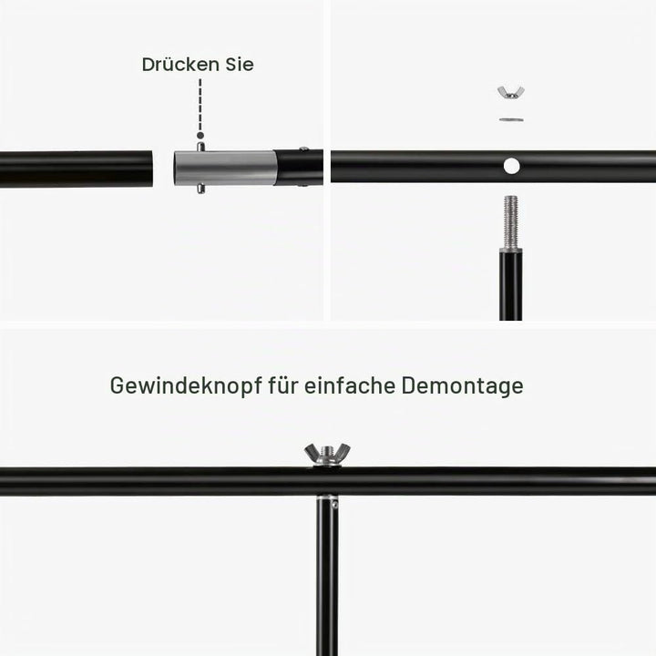 Hintergrundständer T Form 2 x 2,6 m Verstellbarer Hintergrundständer mit DREI Abschnitte Querstange