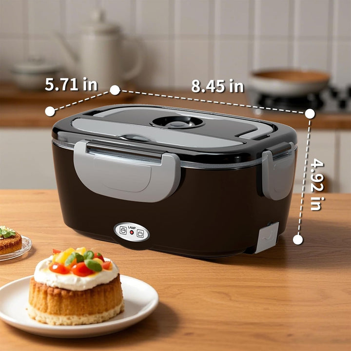 Elektrische Lunchbox 100W, 3-in-1 tragbare beheizte Lunchbox, Herausnehmbare Edelstahl-Brotdose, 12V
