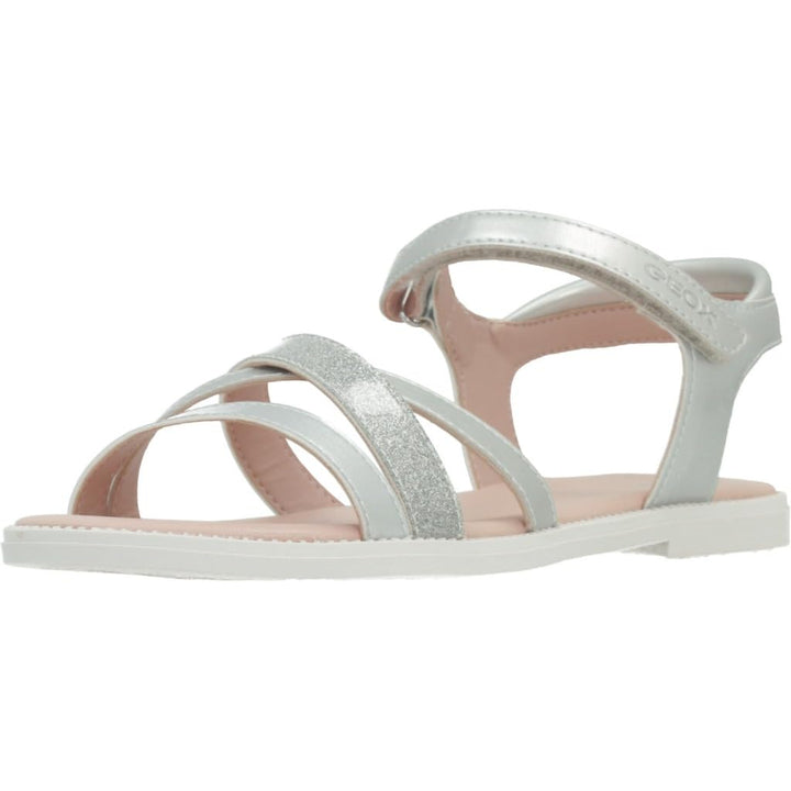 Geox Mädchen J Karly Girl Sandal 24 EU Silber, 24 EU Silber