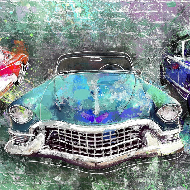 Runa Art Wandbilder Oldtimer Retro 5 Teilig Bild auf Vlies Leinwand Deko Wohnzimmer Schlafzimmer Aut