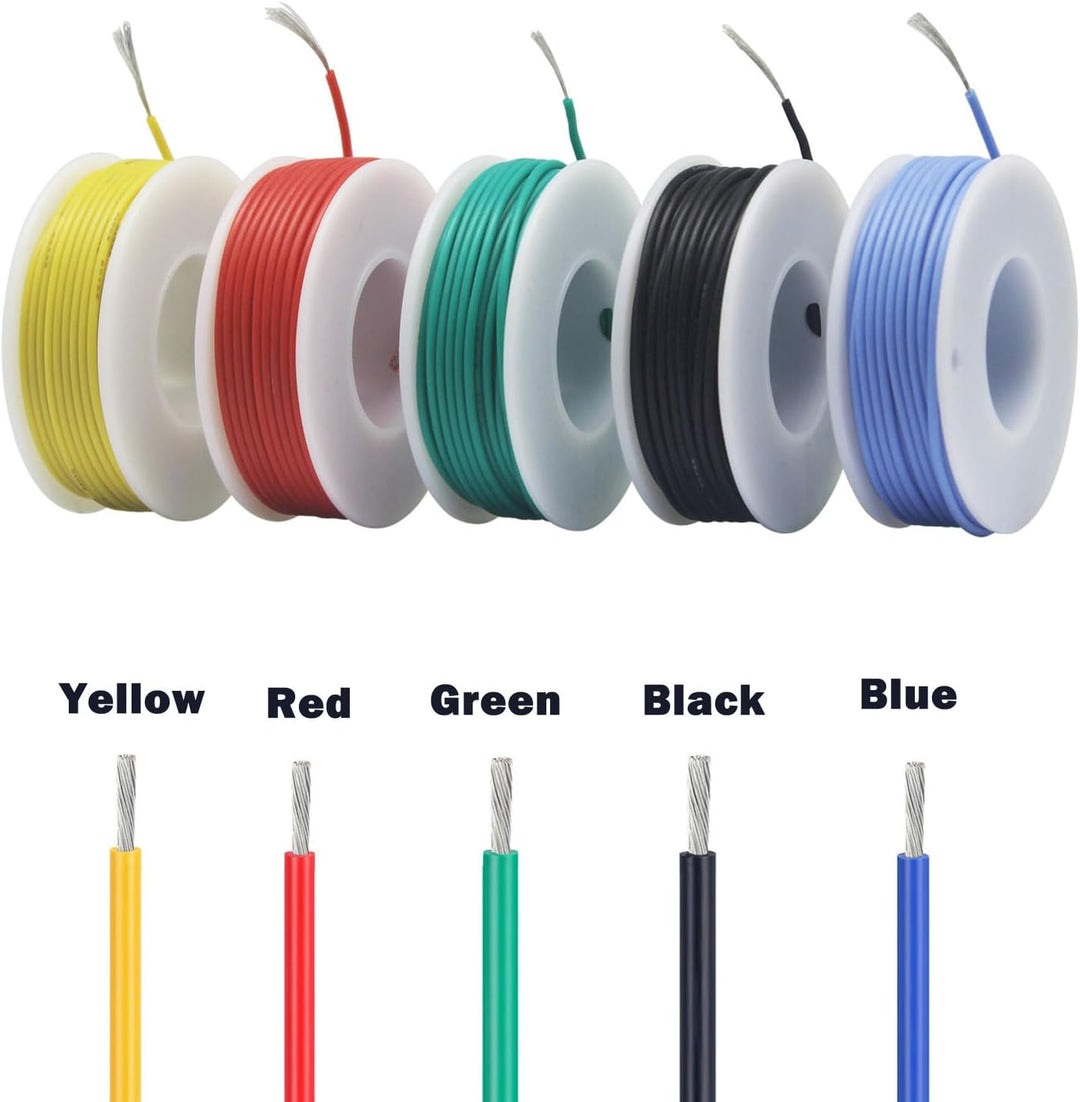 Flexibler Silikondraht, 22 AWG, elektrischer Draht, 22 Gauge, verzinnter Kupferhaken, 300 V, Kabel,
