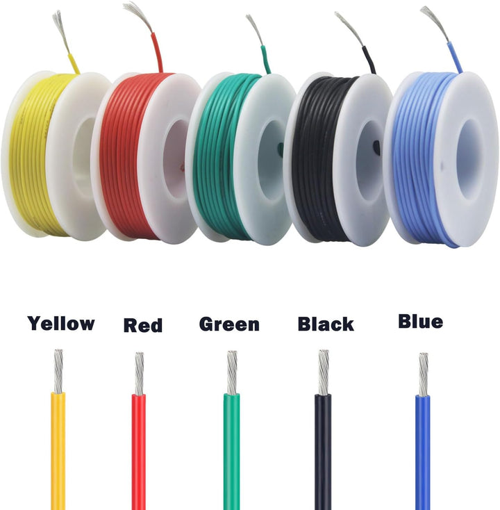 Flexibler Silikondraht, 22 AWG, elektrischer Draht, 22 Gauge, verzinnter Kupferhaken, 300 V, Kabel,
