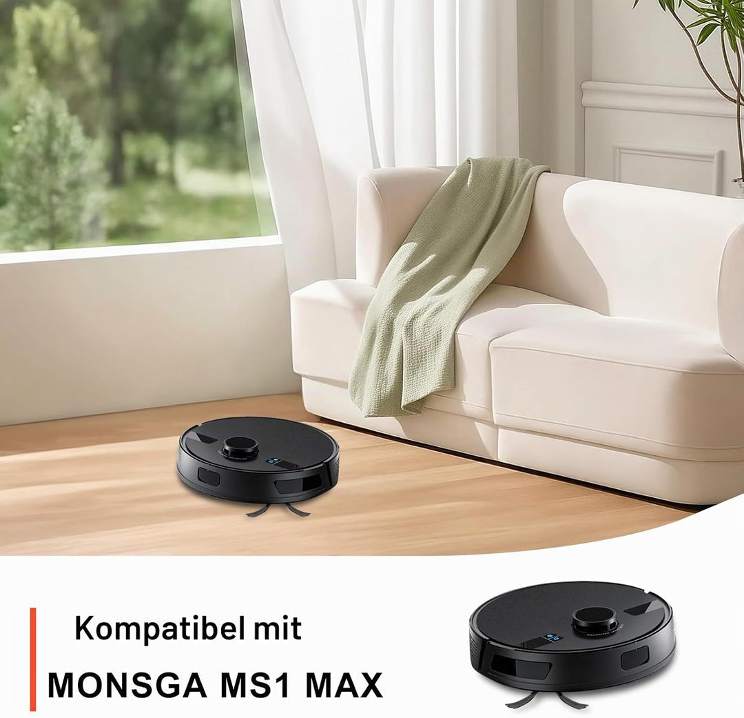 MS1 MAX Zubehör für MONSGA MS1 MAX Staubsauger, Enthält 1 Hauptbürste, 4 Seitenbürsten, 4 Wischtüche