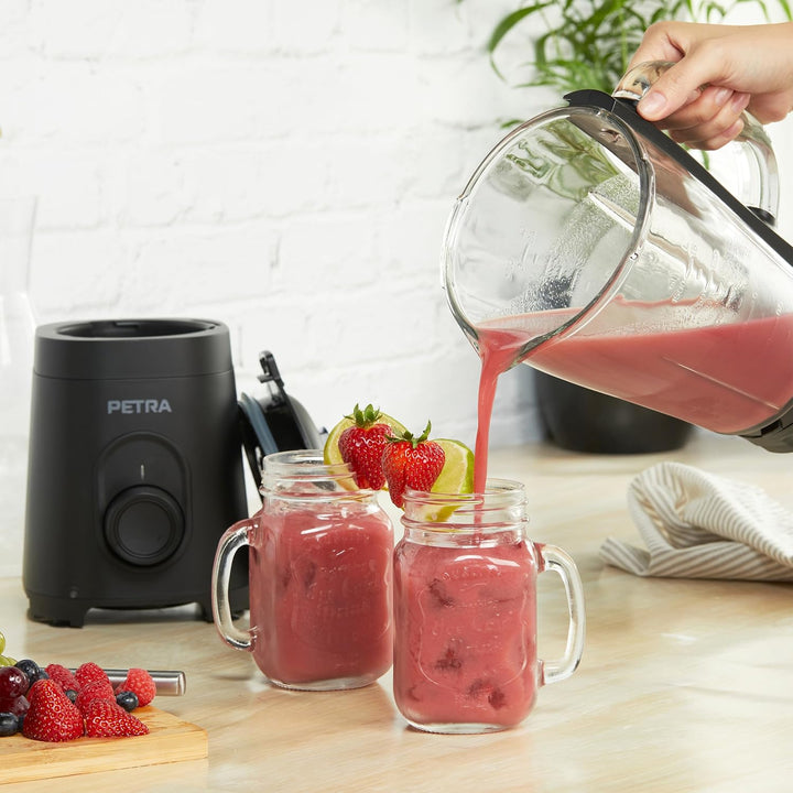 Petra Standmixer Glas 1,5L, Smoothie Maker & Mixer für Küche, Hochleistungsmixer mit Impulsfunktion,