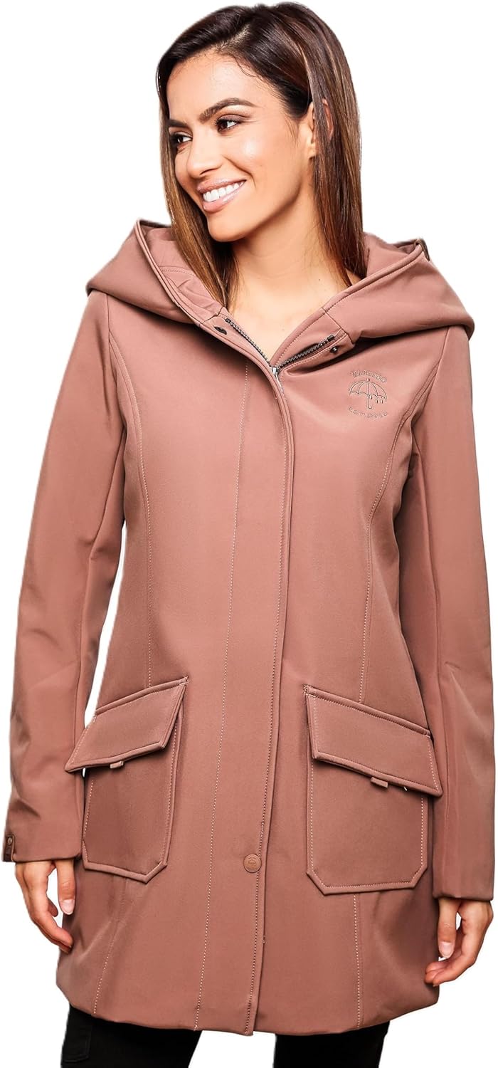 MARIKOO Damen Softshell Jacke Winterjacke wasserabweisend Outdoor lang B856 XS Terracotta, XS Terrac