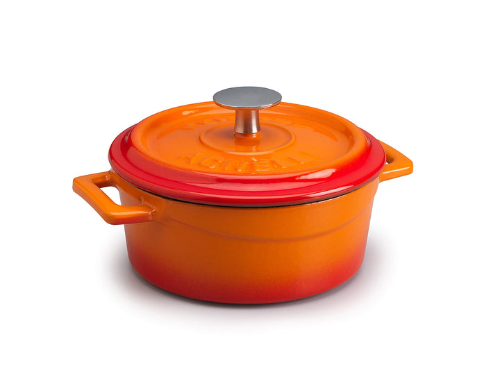 Pentole Agnelli COGHSRP10414O Kochgeschirr Slowcook Auflauf aus Gusseisen, 14 cm, 0,8 l, orange Aran