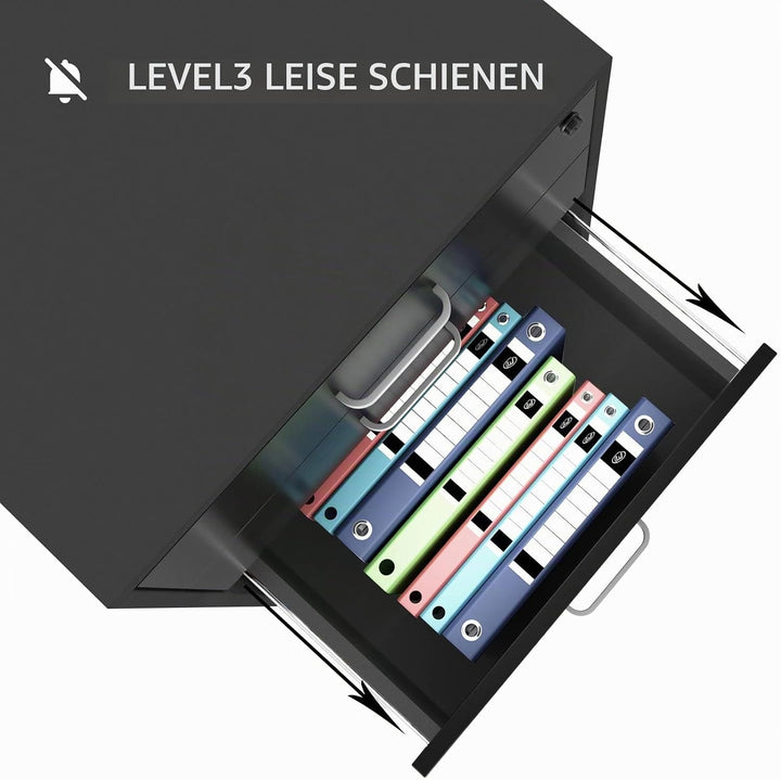 sogesfurniture Rollcontainer, Aktenschrank, Büroschrank, Aufbewahrungsschrank auf Rollen, abschliess
