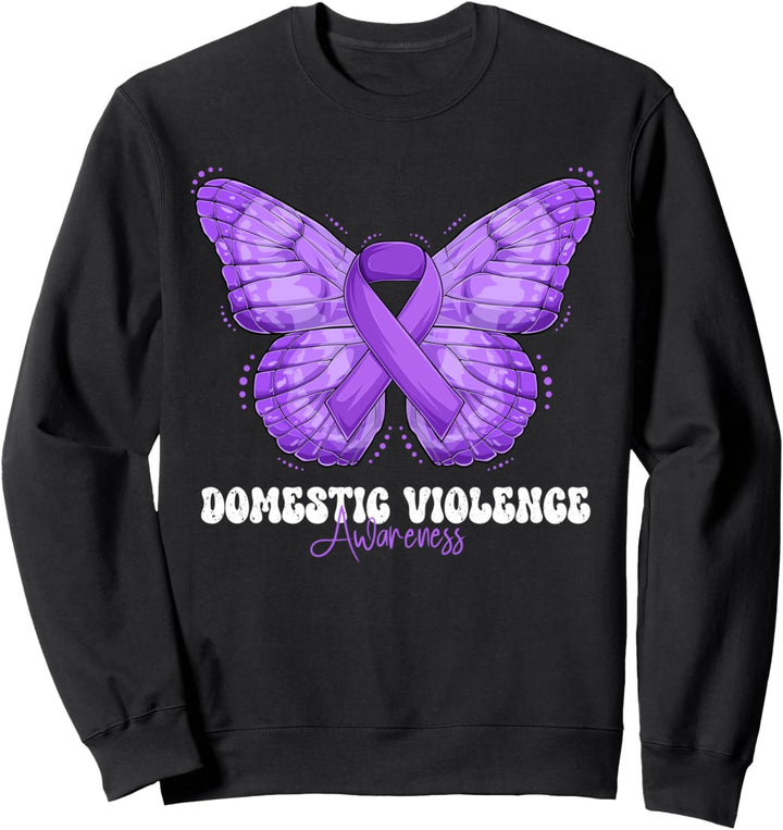 Bewusstsein für häusliche Gewalt Monat lila Schleife Schmetterling Sweatshirt