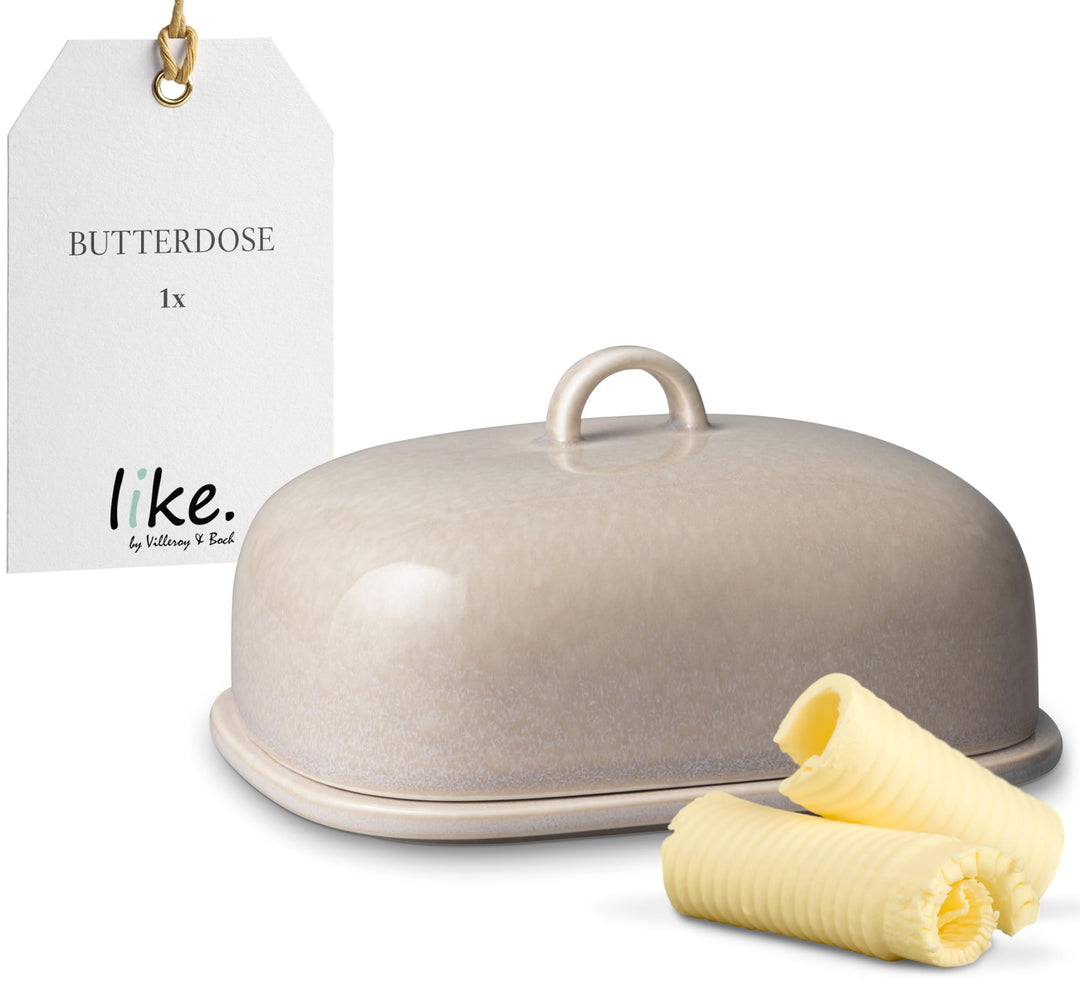 like. by Villeroy & Boch – Perlemor Home Butterdose, Porzellan Butterglocke im Pottery Stil, spülmas