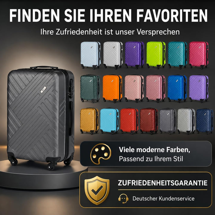 Xonic Design Reisekoffer - ABS Hartschalen Koffer mit 360° Leichtlauf-Rollen - hochwertiger Trolley