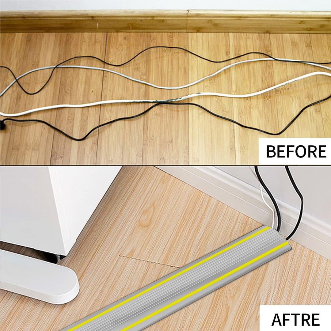 Boden Kabelbrücke, 3M Fussboden Kabelkanal grau, Flexibler PVC Bodenkabelschutz, Boden Kabelabdeckun