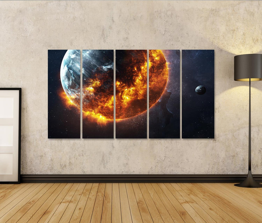 islandburner Bild auf Leinwand Weltall Feuer Planeten Explodiert Bilder Wandbilder Poster Leinwand 1