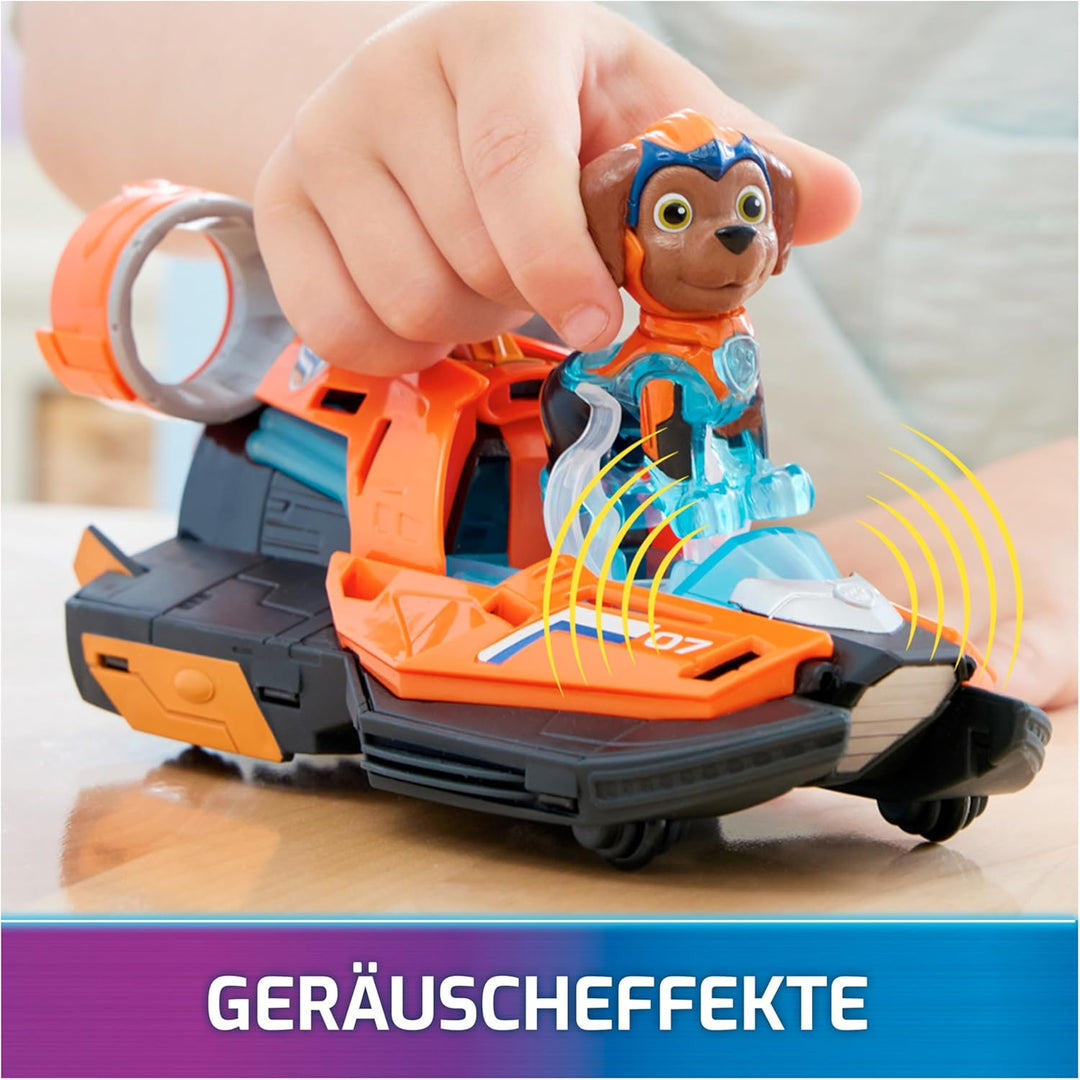 Spin Master PAW Patrol: Der Mighty Kinofilm, Superhelden-Basis-Fahrzeug von Zuma mit Welpenfigur, Sp
