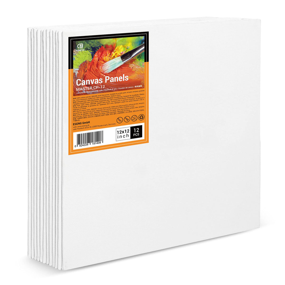 ESENG® Malkarton, 100% Baumwolle, 3mm dick (30.5x30.5 cm | 12x12 Zoll, 12 Stück) 12x12 Zoll | 12 Stü