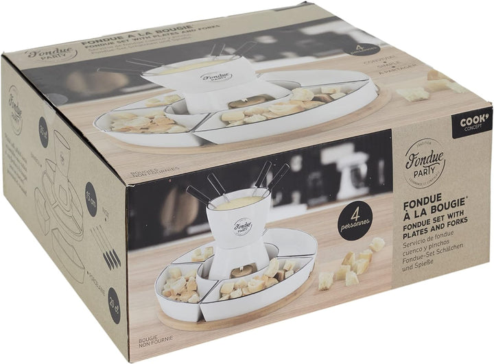 COOK CONCEPT KA4602 Fondue Set mit Halterung aus Bambus für 4 und P4 Küche, speziell für Herd, Planc