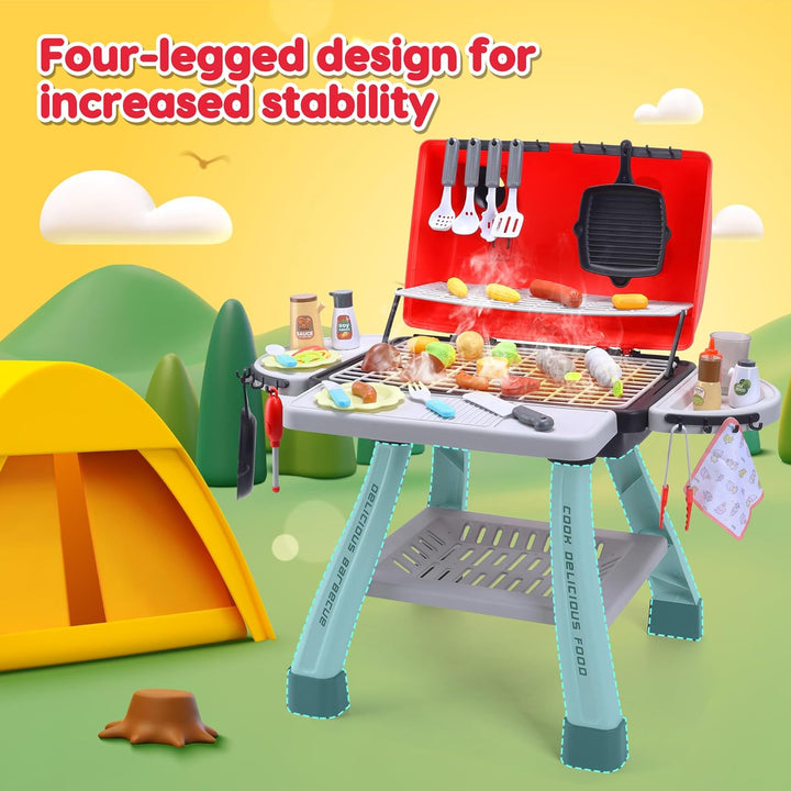 CUTE STONE Kinder BBQ Grill Spielzeug, Küche Spielzeug Set, Realistische Rauch BBQ Grill Spielset mi
