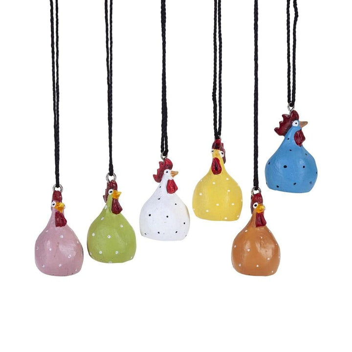 Set hängende Hühner 6teilig, 2 Verschiedene Farbsortierungen Grösse Mix Bunte kräftige Farben, Mix b