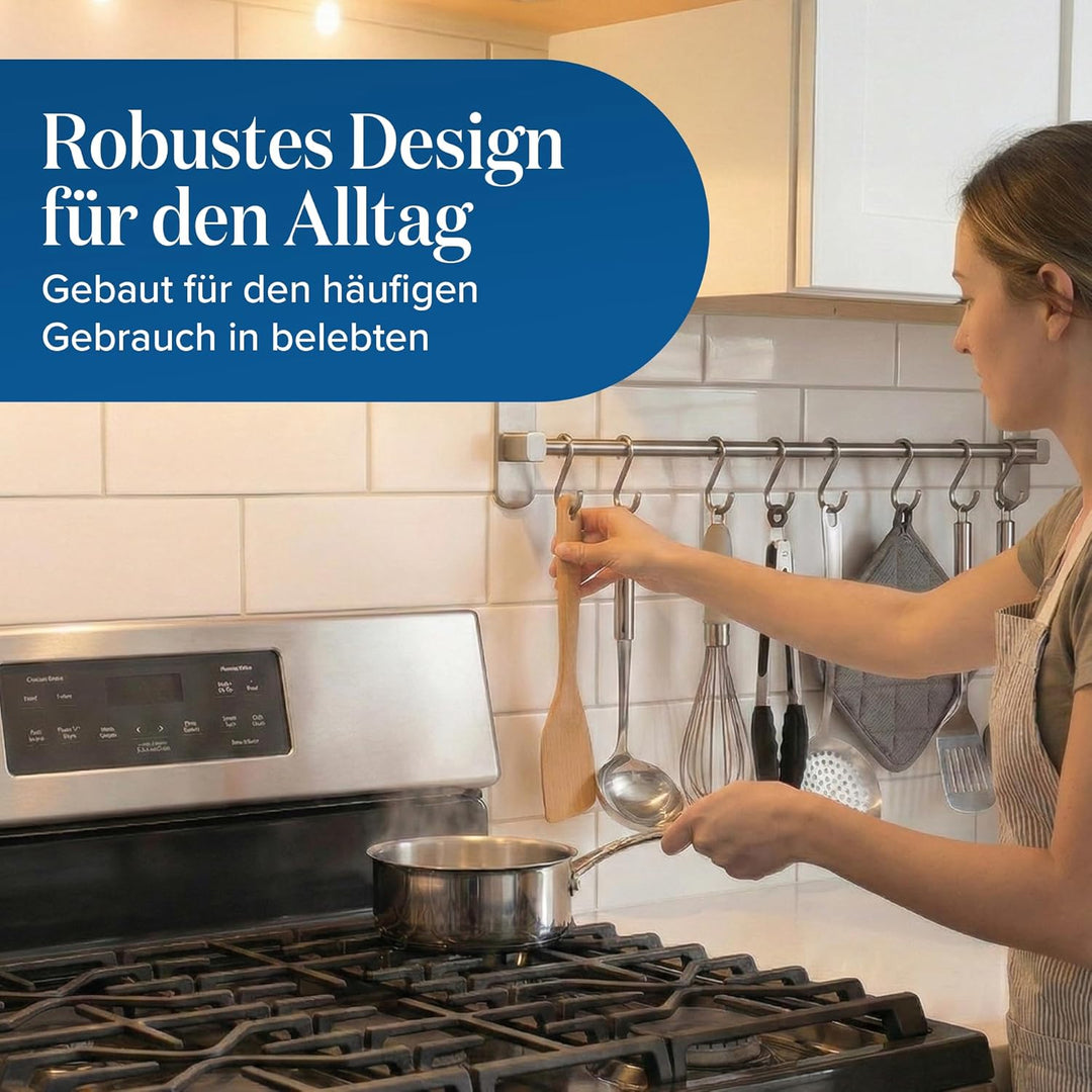 joeji's Kitchen Hakenleiste Küche - Küchenstange - Starker Selbstklebend 3M Ohne Bohren - Küchenleis