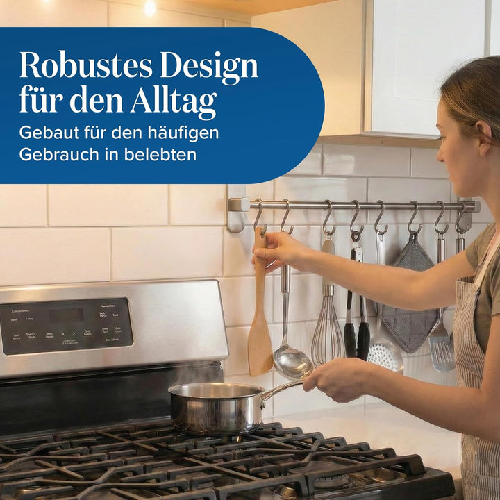 joeji's Kitchen Hakenleiste Küche - Küchenstange - Starker Selbstklebend 3M Ohne Bohren - Küchenleis