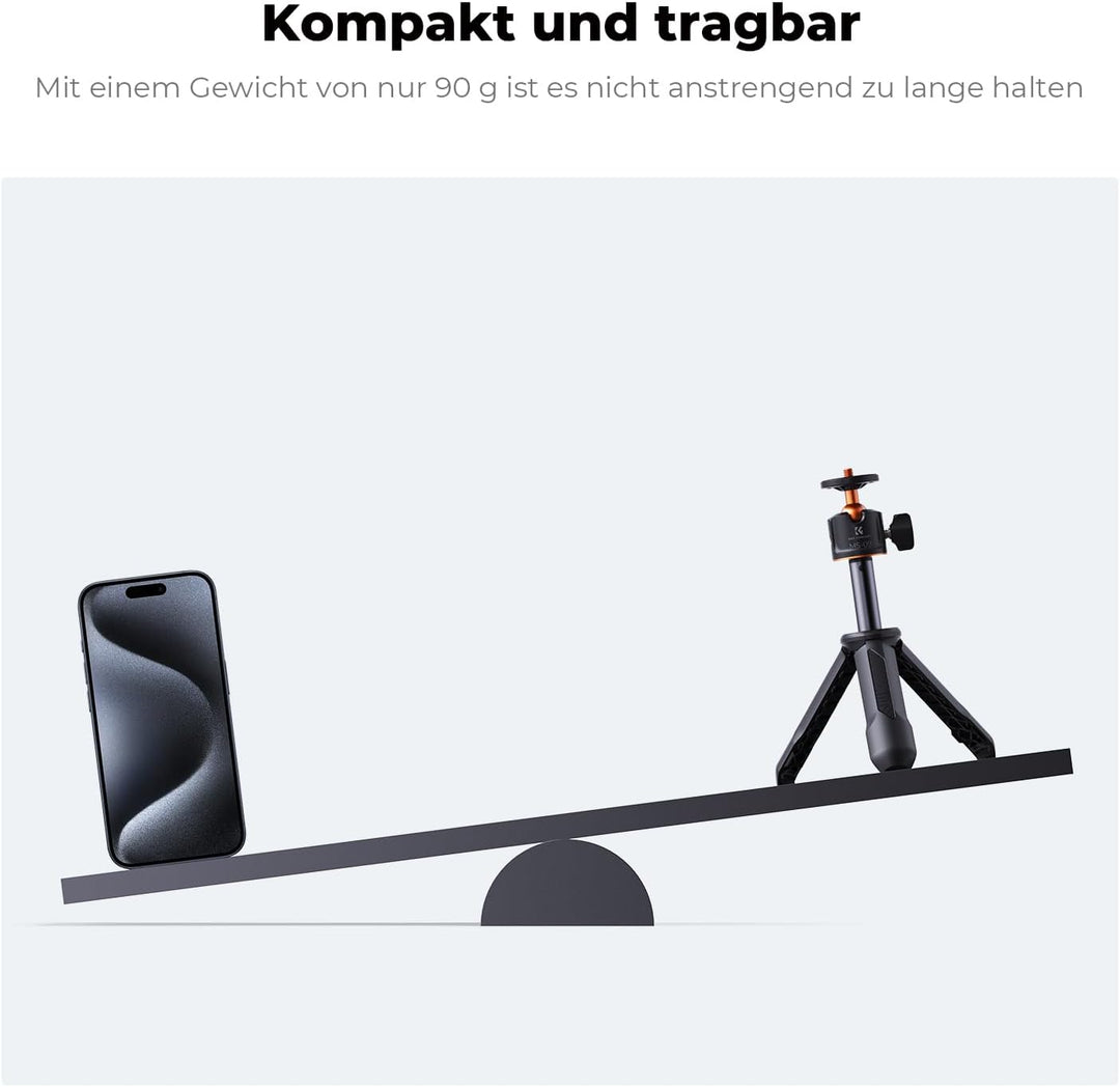 Mini Stativ,K&F Concept MS09 Selfie Stick Tischstativ,Desktop Vlogging-Stativ mit 360° Kugelkopf,Han