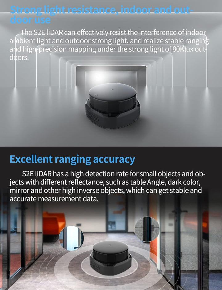 Slamtec RPLIDAR S2E Lidar Sensor 2D 360 Grad 30 Meter Scanradius LIDAR Scanner mit Ethernet UDP Schn