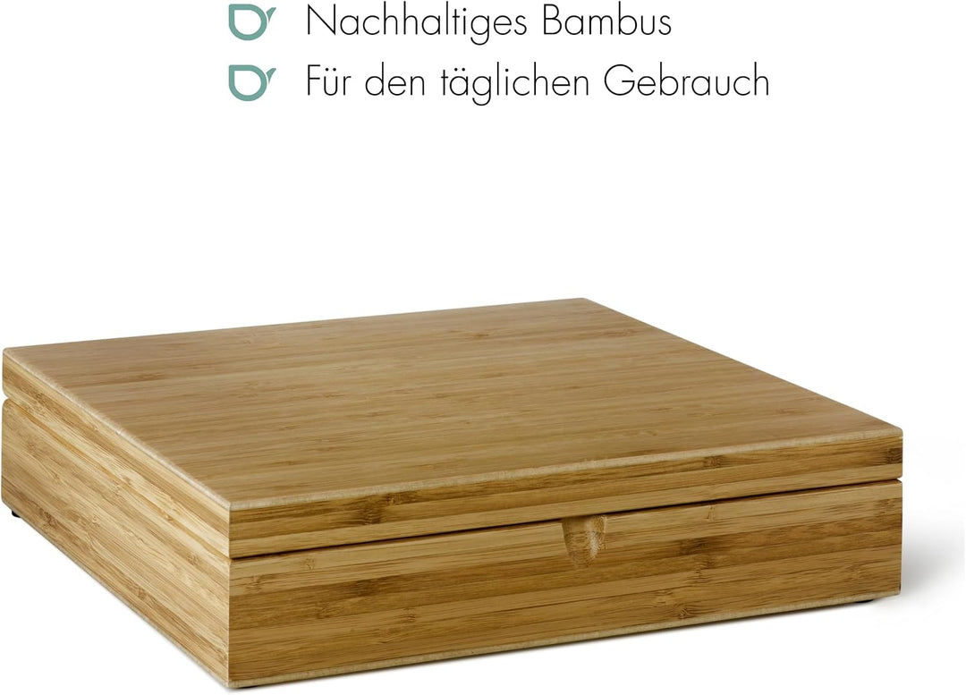 Bredemeijer grosse helle Holz Teebeutel-Kiste mit 12 Fächer ohne Sichtfenster 30 cm lang