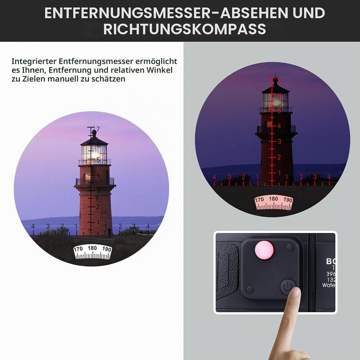 Marine Fernglas 10x50 wasserdicht mit Kompass &amp; Entfernungsmesser, Militärfernglas HD, beschlagfreie