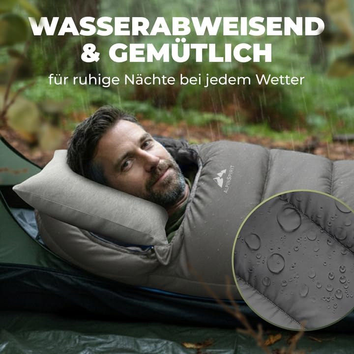 Schlafsack [Ultraleicht] 3 Jahreszeiten Sommer & Winter, kleines Packmass, Komfort, 210x75 cm, leich