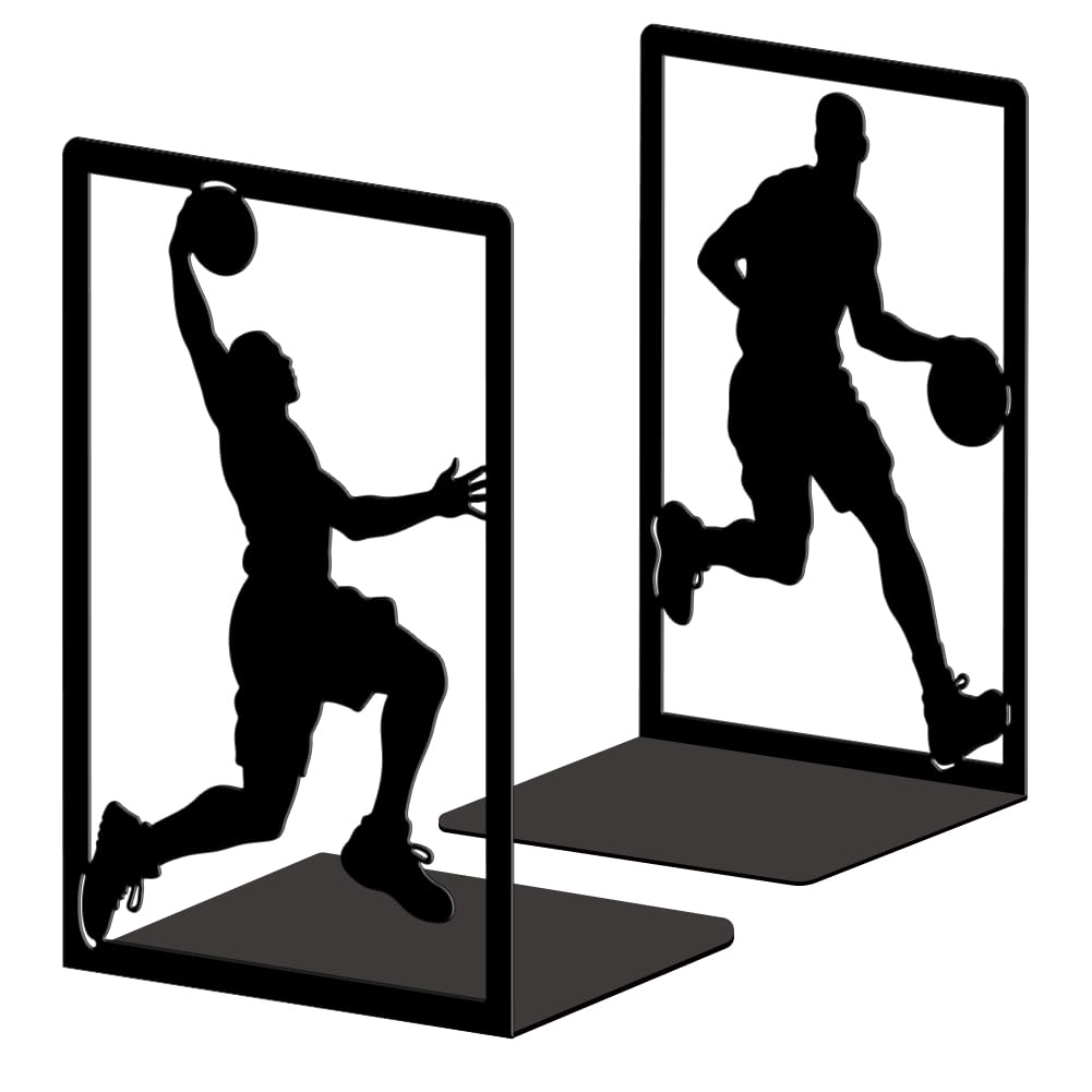 Peacoblue Buchstütze Dekorativ Modern Basketball Metall Buchstützen für Schwere Bücher 13.5x10.9x20.