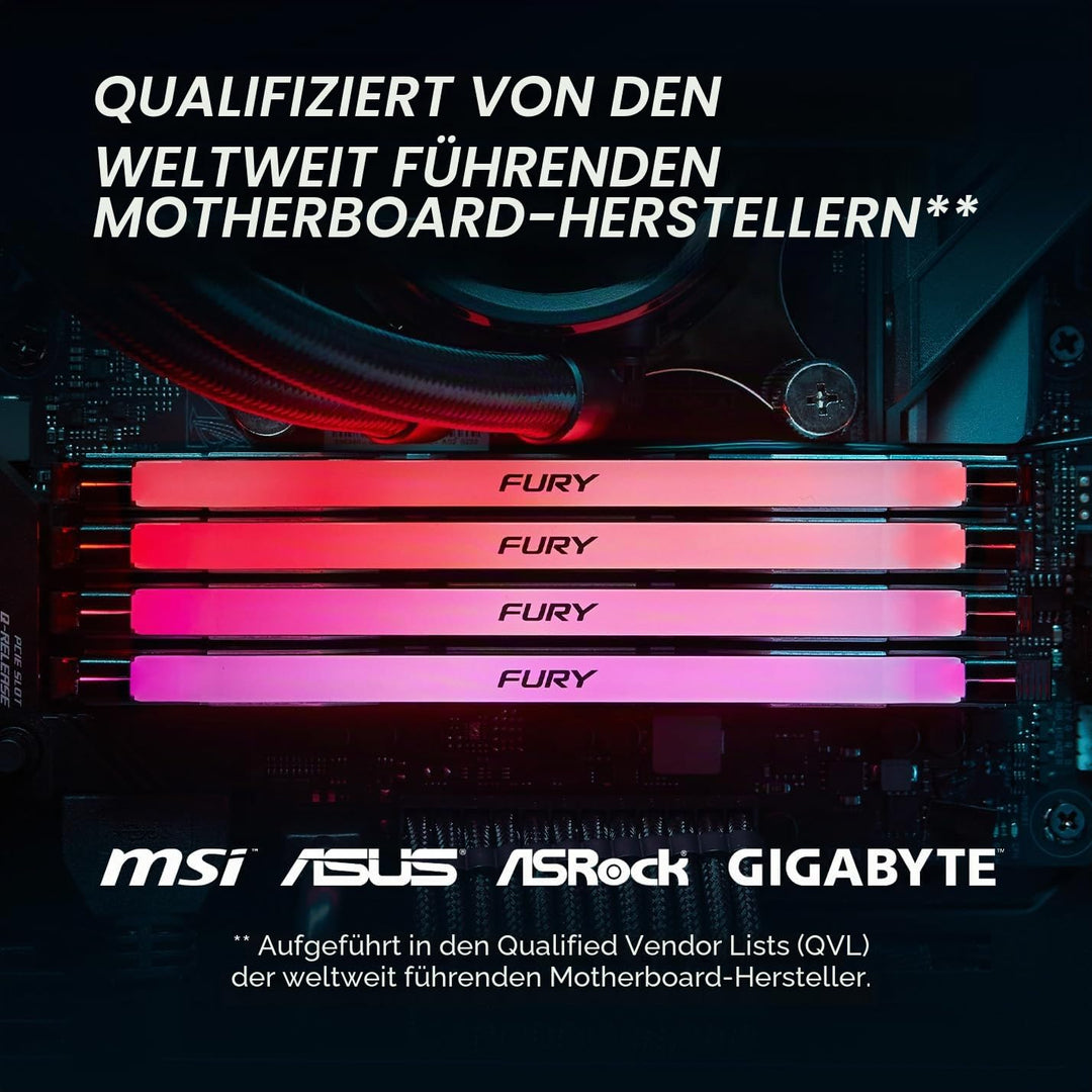 Kingston Fury Renegade Schwarz RGB 32GB 6400MT/s DDR5 CL32 DIMM Desktop Gaming Speicher (Kit mit 2 )