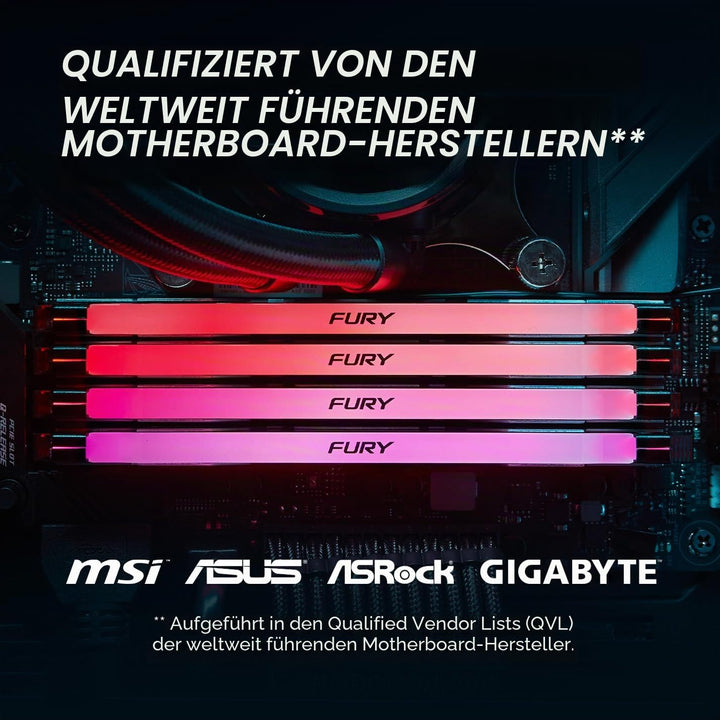 Kingston Fury Renegade Schwarz RGB 32GB 6400MT/s DDR5 CL32 DIMM Desktop Gaming Speicher (Kit mit 2 )